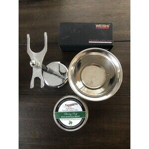 Vintage Weishi Safety Razor New in Box Black with Bowl Stand and Soap Tin